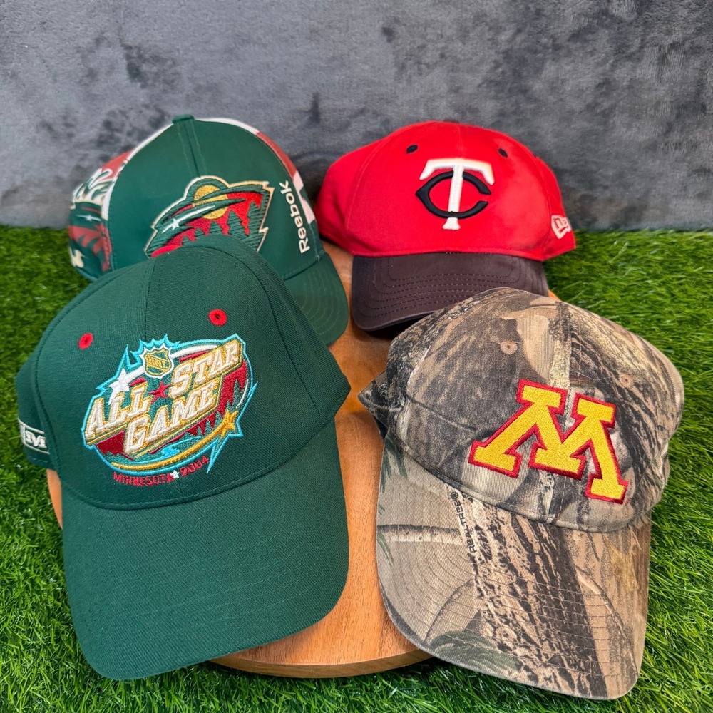 Youth Hat Lot Minnesota Twins‎ Wild Gophers NHL All Star Game 4pc Kids Caps
